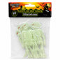 Pack of glow-in-the-dark skeletons hanging on display