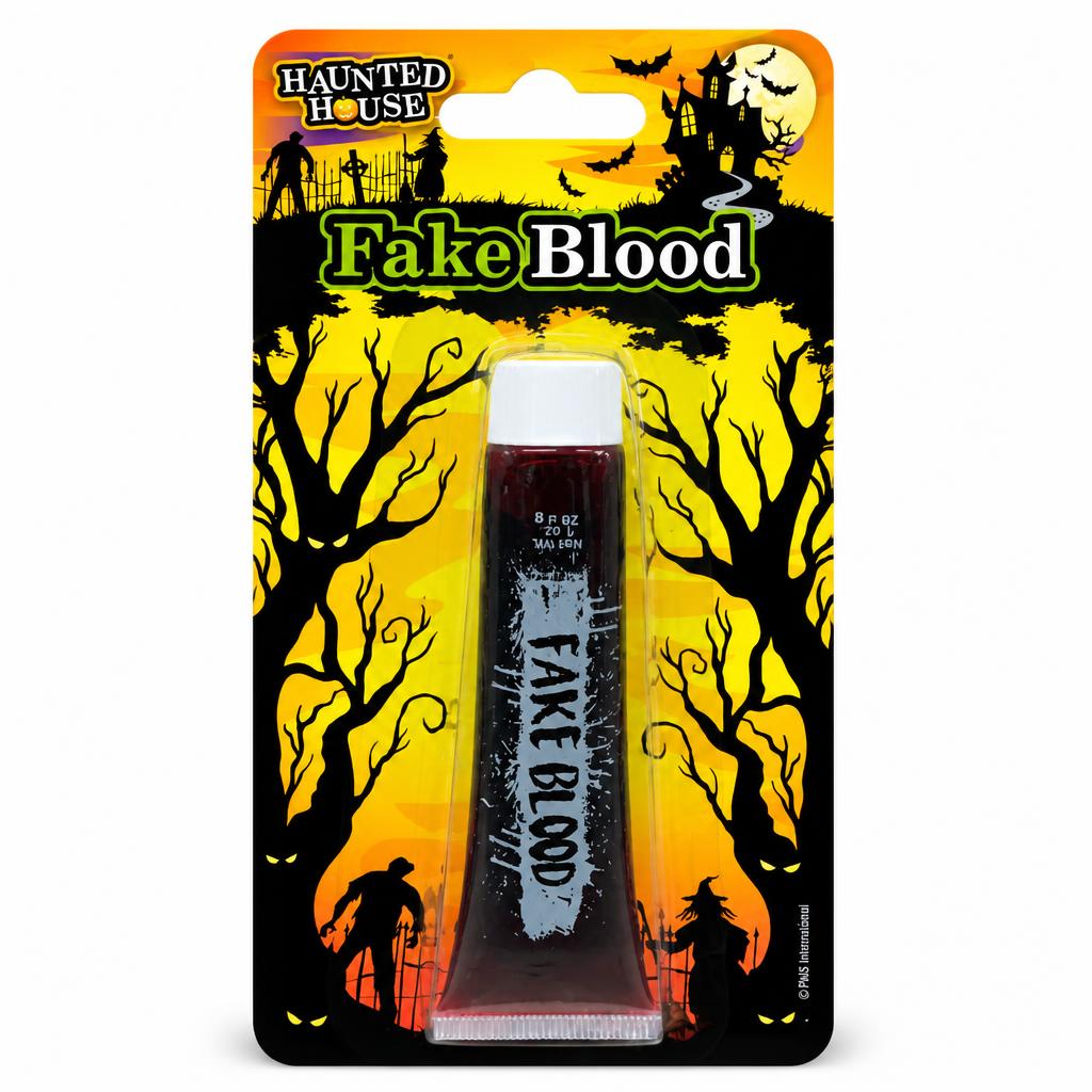 Haunted House Fake Blood packaging with tube