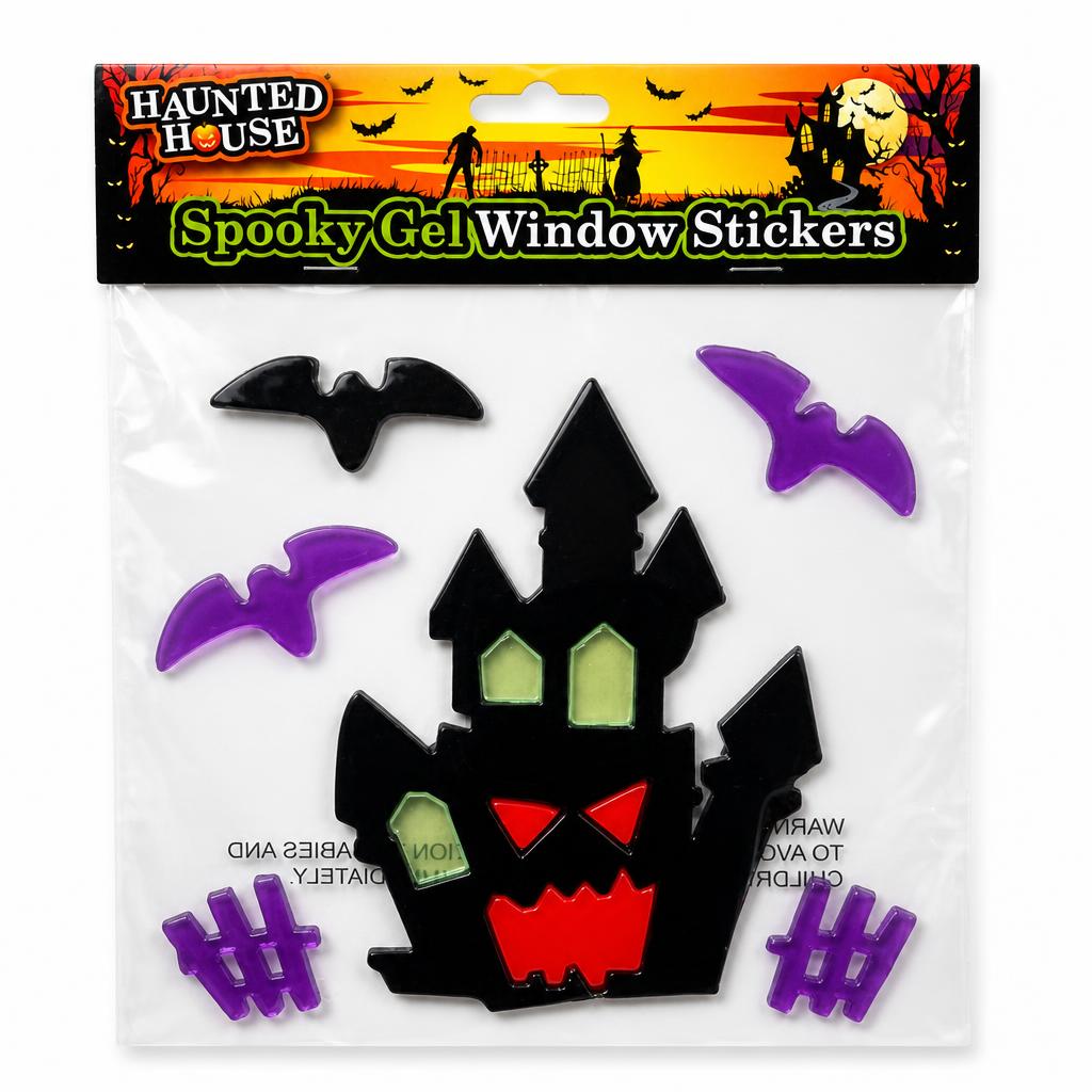 Haunted House Spooky Gel Window Stickers package