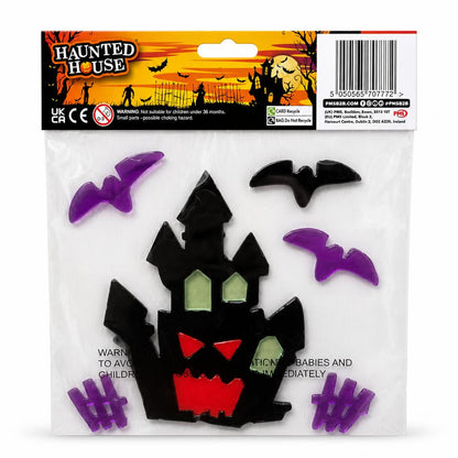 Back view of Spooky Gel Window Stickers with safety information