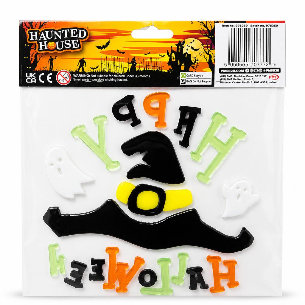 Haunted House Spooky Gel Window Stickers packaging back view