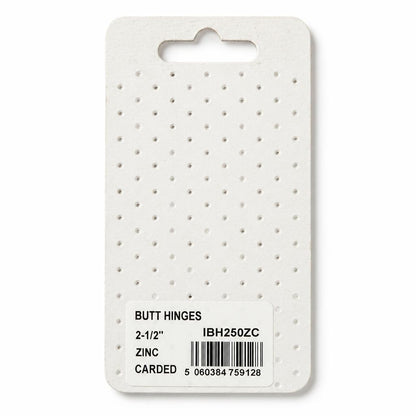 Back of the Ironworks 2-1/2'' Butt Hinges packaging showing barcode
