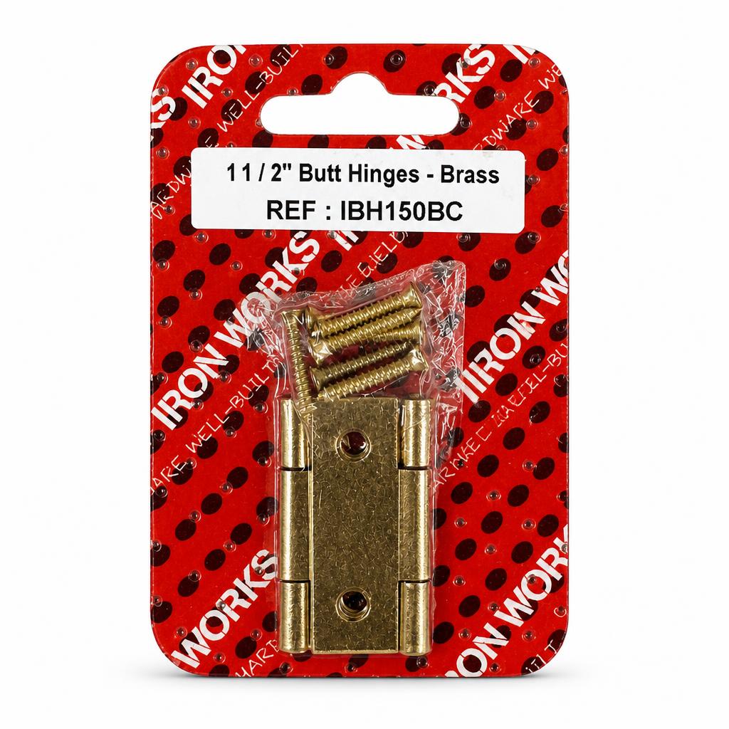 Ironworks Brass Butt Hinges with screws