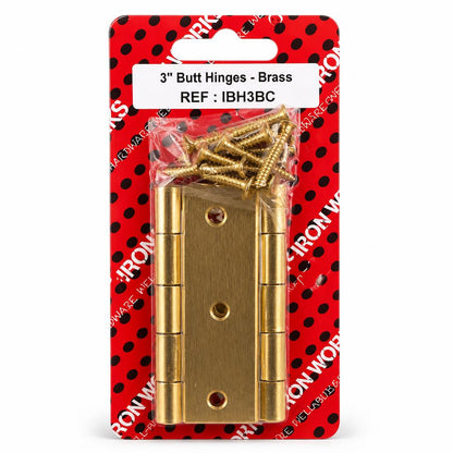 Ironmongery 3" Butt Hinges Brass packaging
