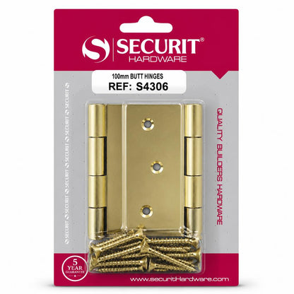 Securit Hardware 100mm Butt Hinges packaging front view