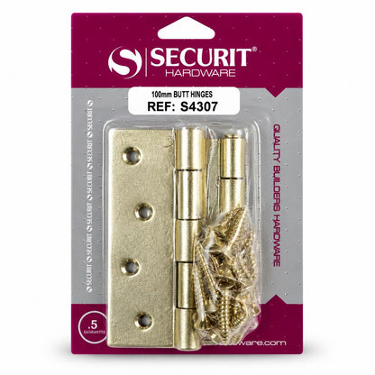 Securit 100mm Butt Hinges S4307 packaging front view