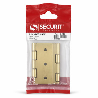 Securit D5W Brass Hinges in packaging