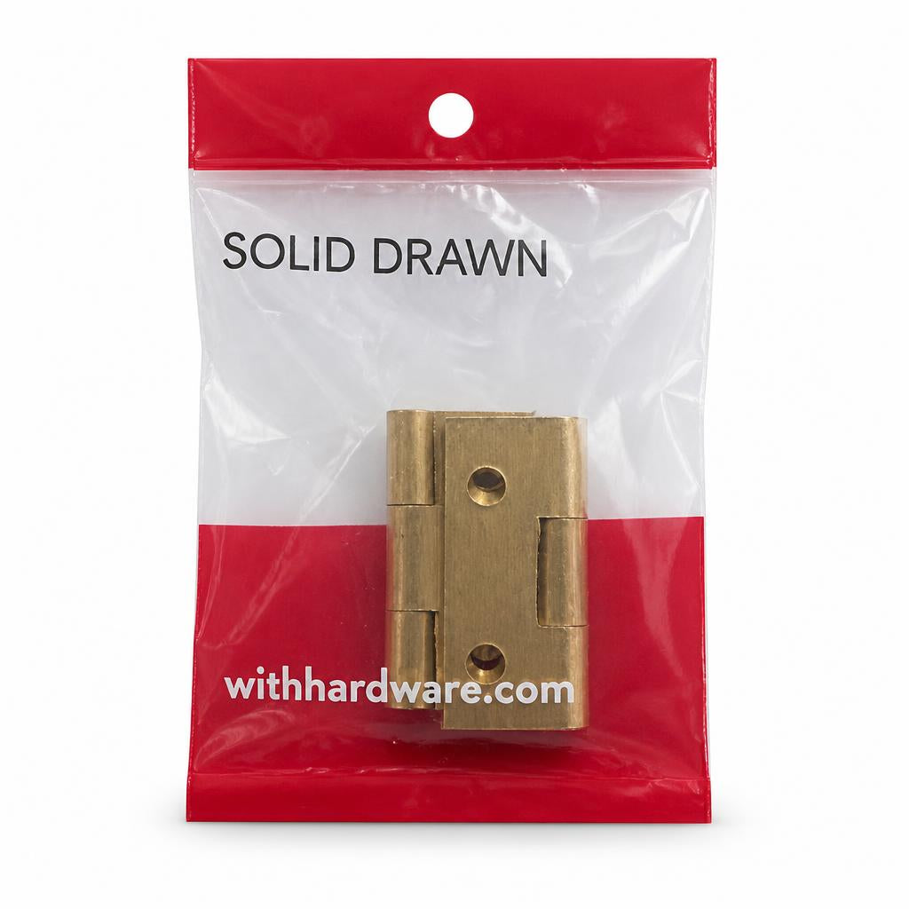 Close-up of Brass Butt Hinge in packaging
