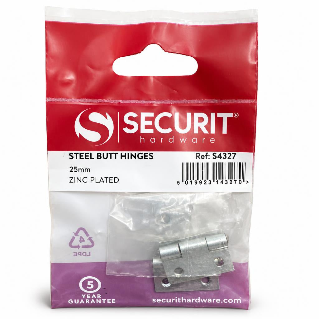 Securit Steel Butt Hinges packaging front view