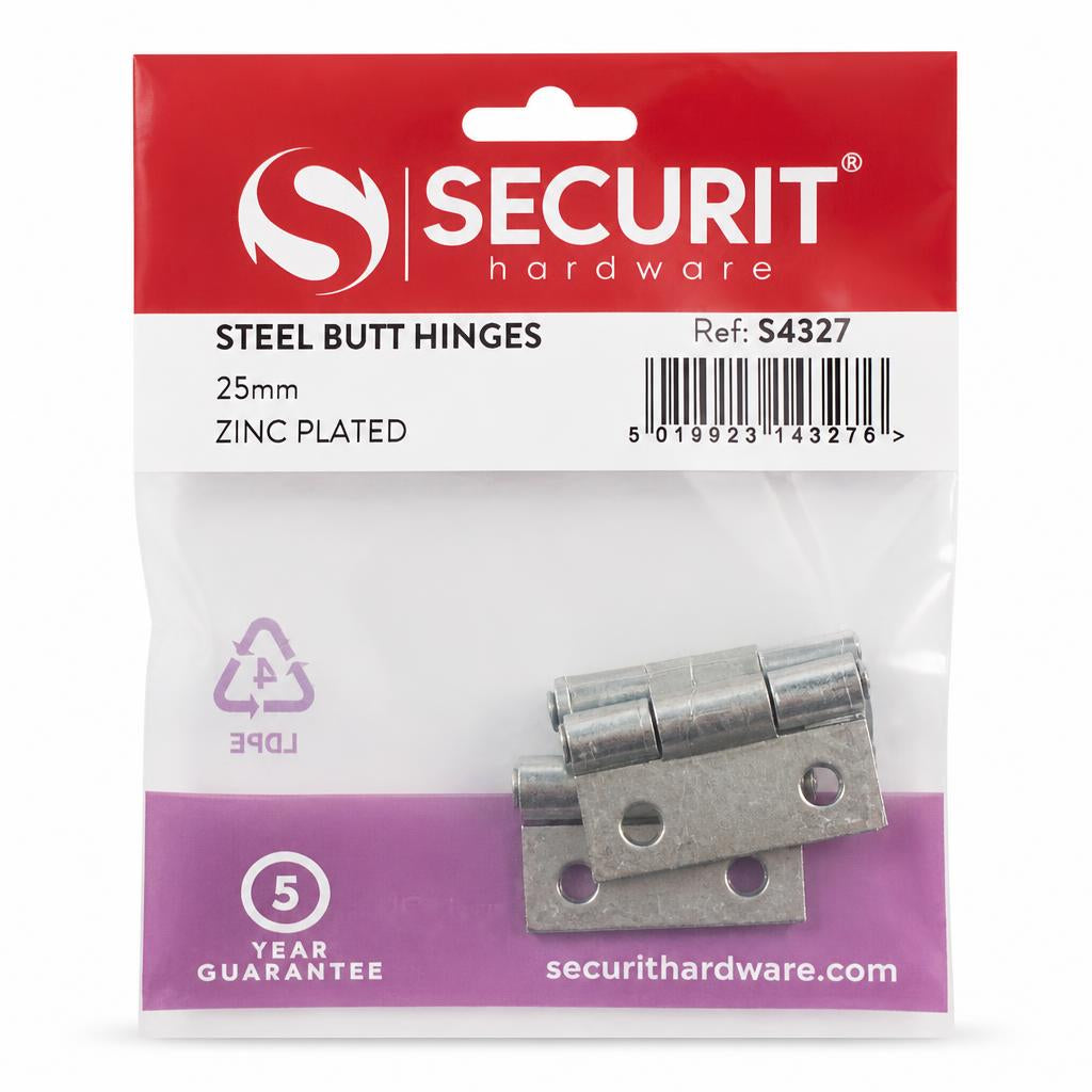 Securit Steel Butt Hinges packaging back view