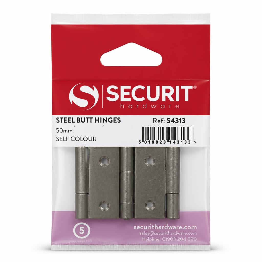 Securit Steel Butt Hinges in packaging