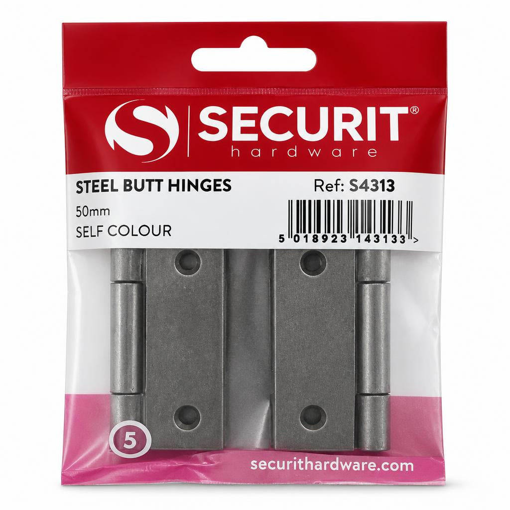 Back view of Securit Steel Butt Hinges in packaging