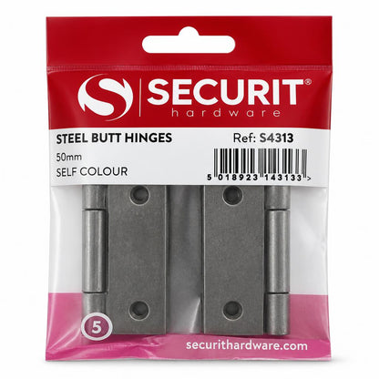 Back view of Securit Steel Butt Hinges in packaging