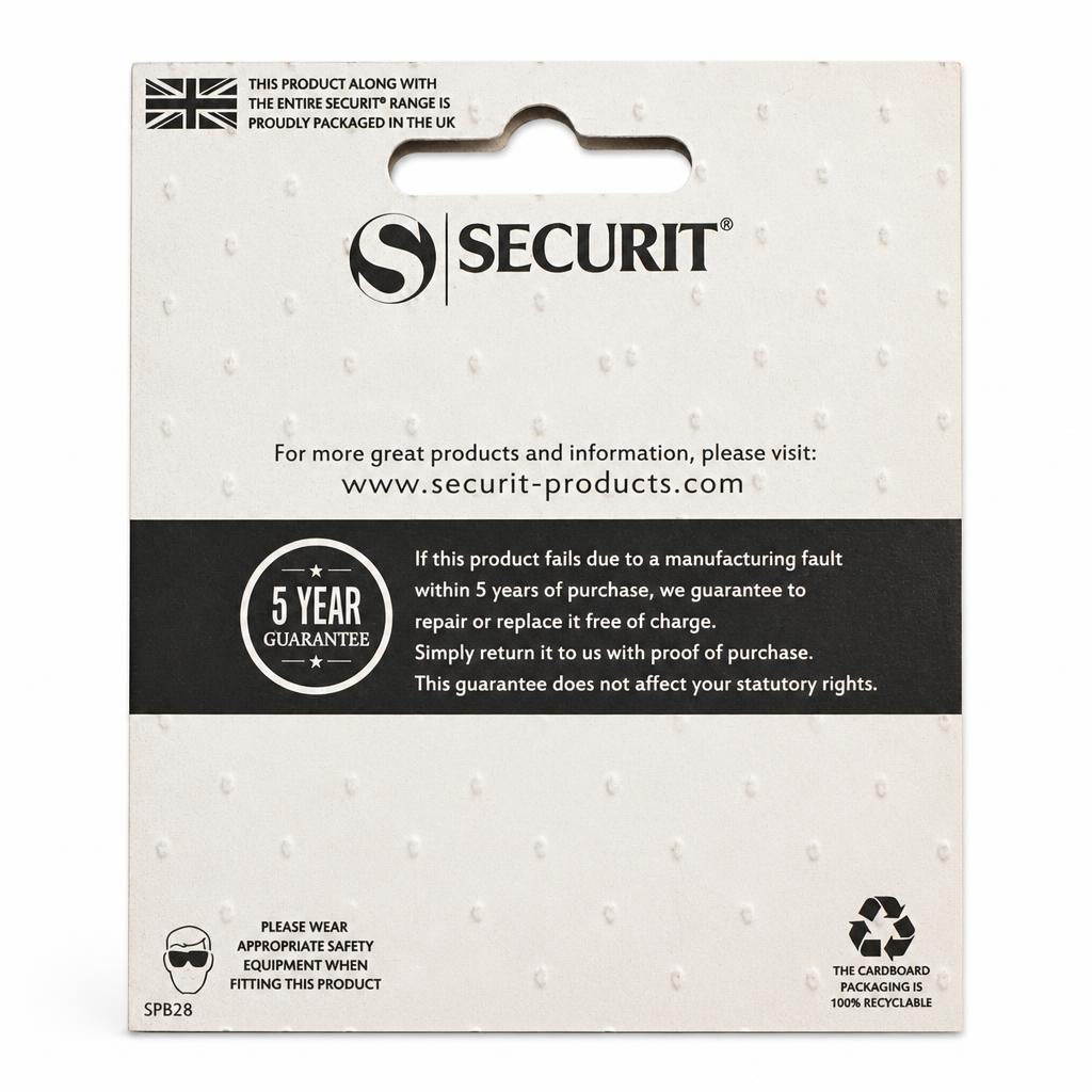 Back of Securit 50mm Flush Hinges packaging showing barcode