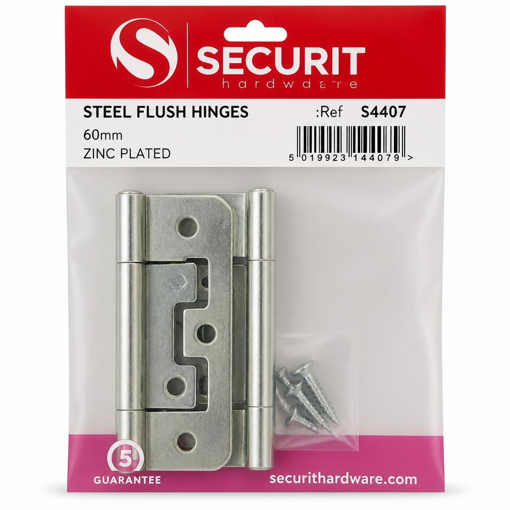Securit Steel Flush Hinges - Back Packaging
