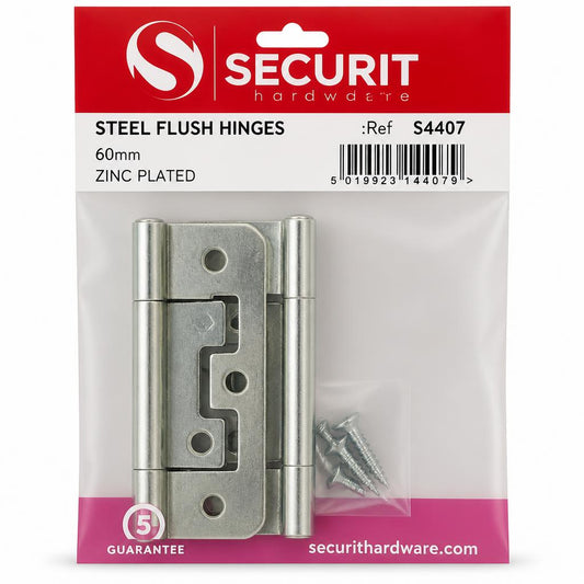 Securit Steel Flush Hinges - Back Packaging
