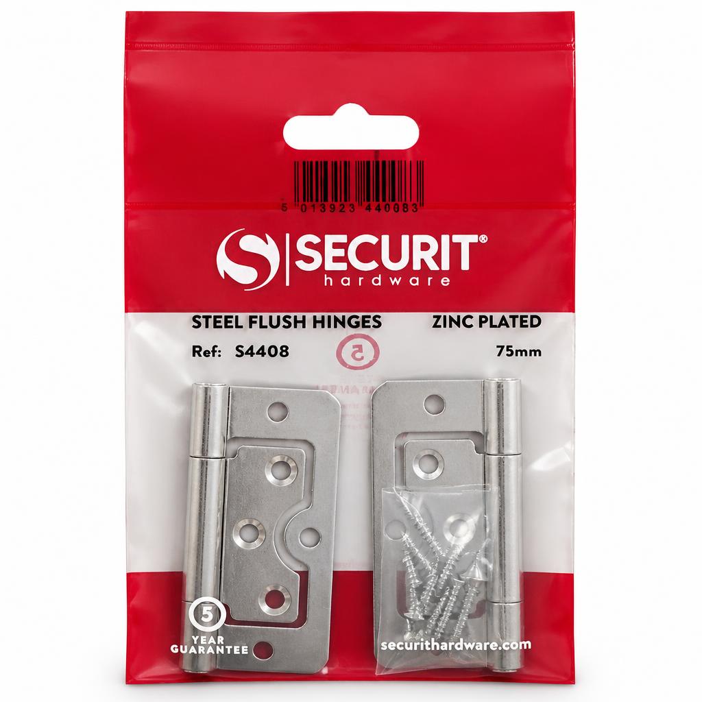 Securit Steel Flush Hinges package front view