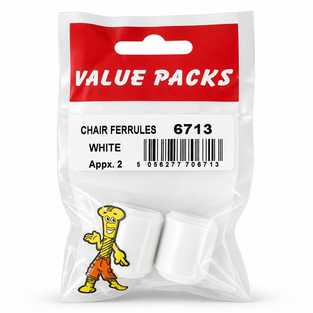 Front view of Value Packs White Chair Ferrules packaging