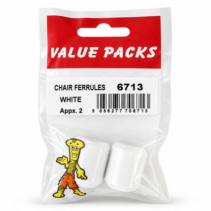 Front view of Value Packs White Chair Ferrules packaging