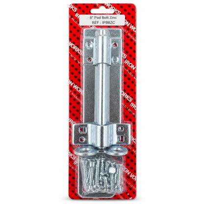 Iron Works 8” Pad Bolt Zinc with screws