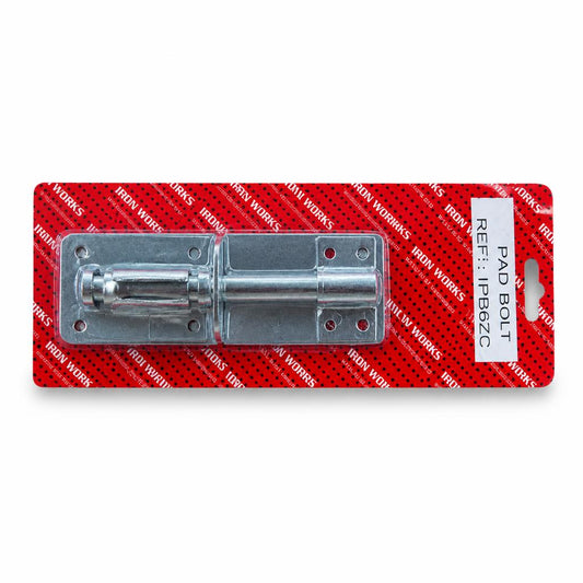 Side view of Iron Works Pad Bolt in packaging
