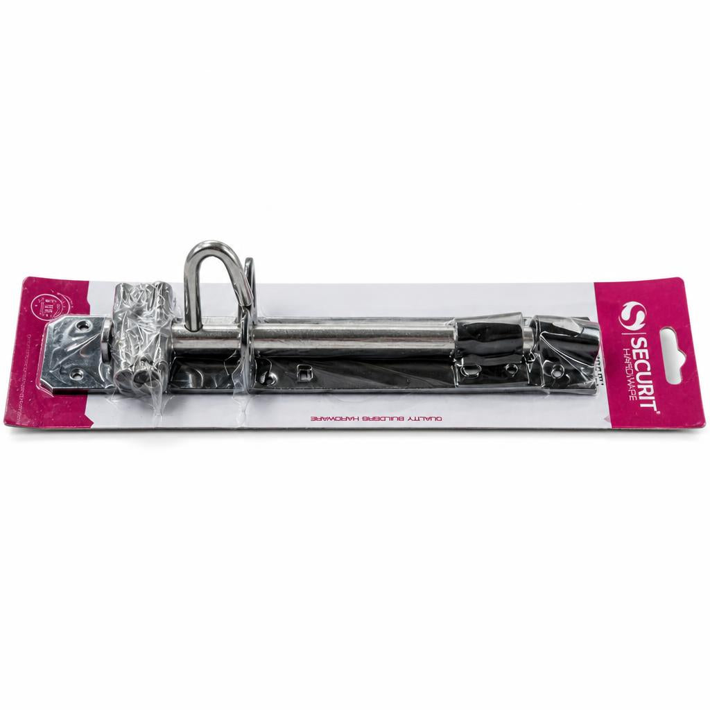 Securit Hardware 200mm Padlock Bolt side view on cardboard