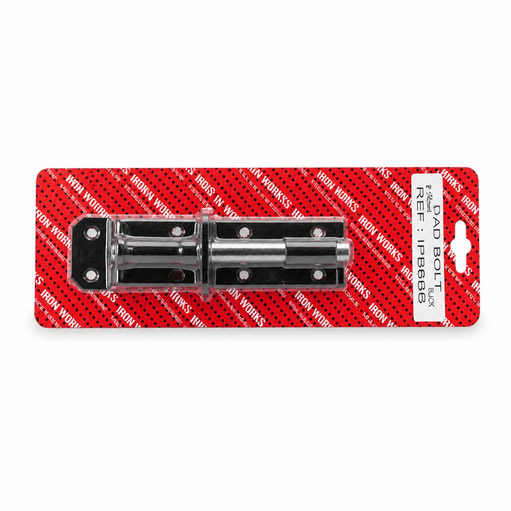 Side view of Iron Works Pad Bolt 6-inch Black IPB6BC