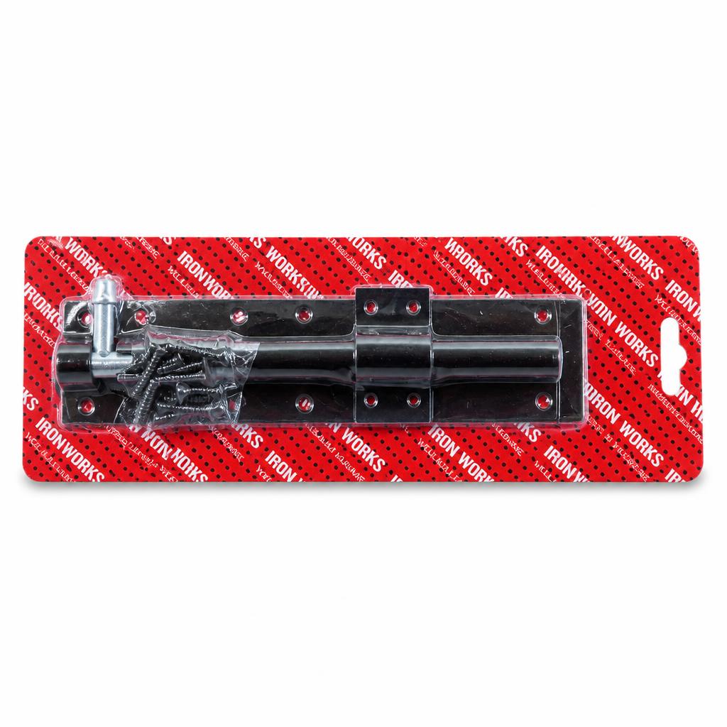 Side view of Iron Works Tower Bolt Black