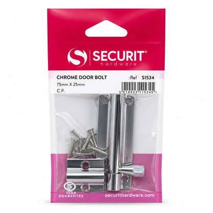 Securit Chrome Door Bolt packaging front