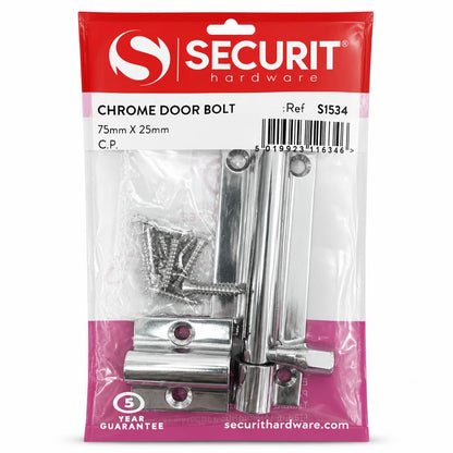 Securit Chrome Door Bolt packaging back