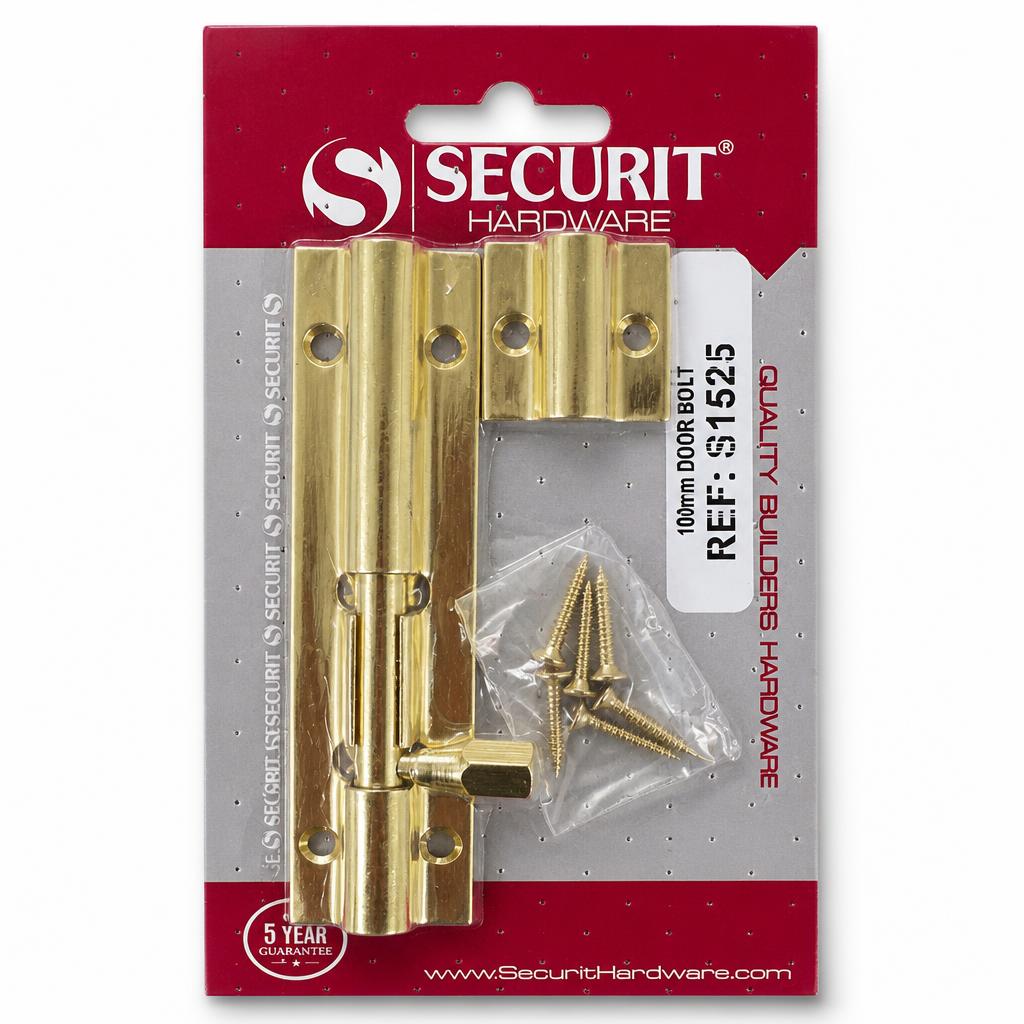 Securit Brass Door Bolt packaging front