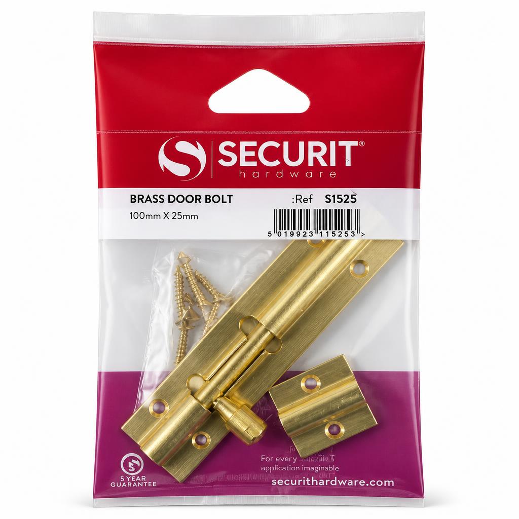 Securit Brass Door Bolt packaging back