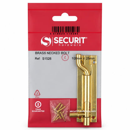 Securit Brass Necked Bolt packaging front view