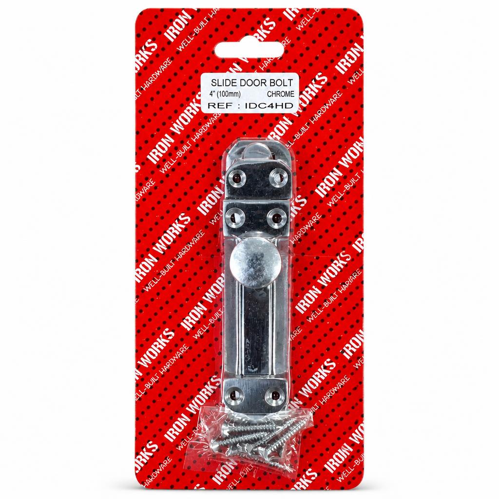 Iron Works Slide Door Bolt in packaging