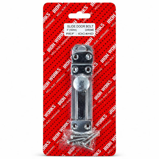 Iron Works Slide Door Bolt in packaging