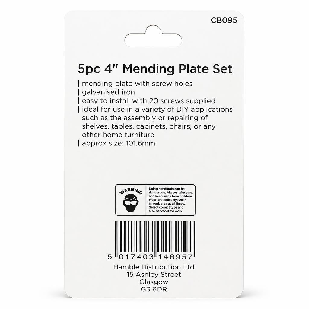 Blackspur 5pc Mending Plate Set packaging back