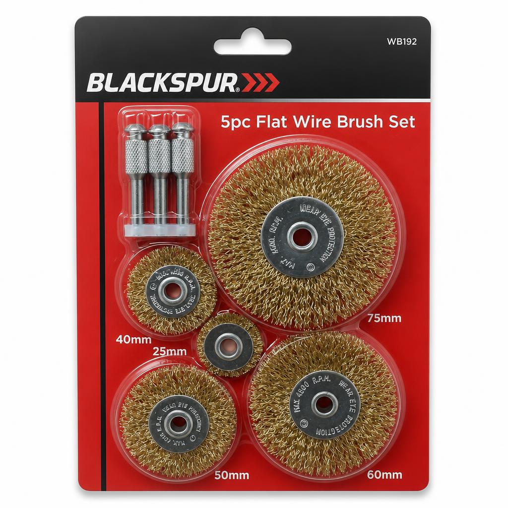 Blackspur 5pc Flat Wire Brush Set packaging front