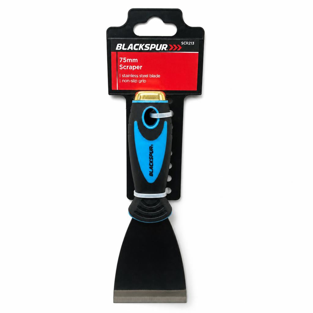 Blackspur 75mm scraper with non-slip grip packaging