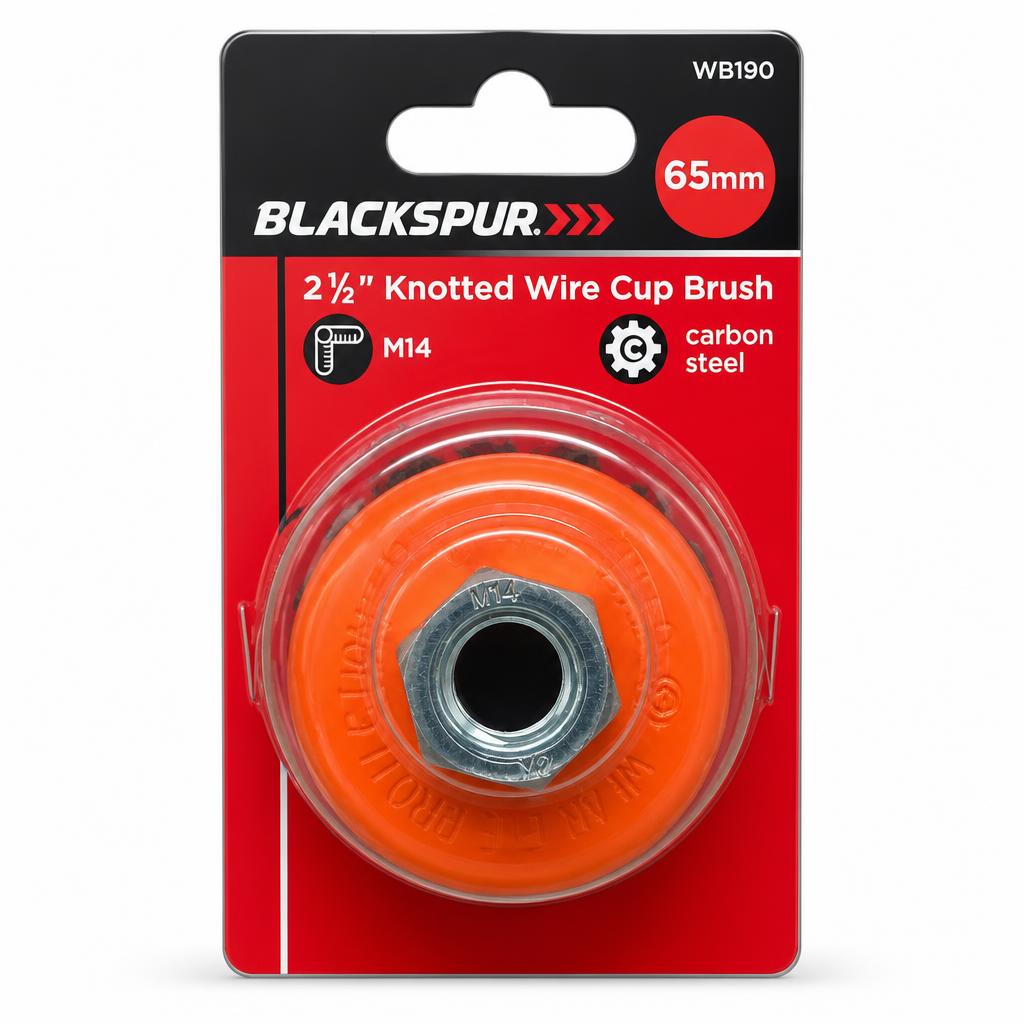 Blackspur Knotted Wire Cup Brush packaging front view