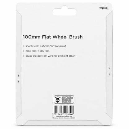 Back packaging of Blackspur wheel brush showing specifications