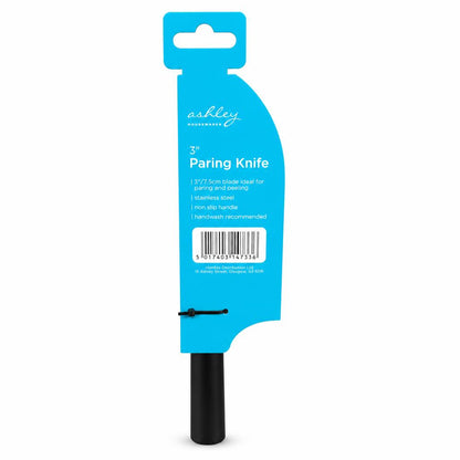 Back of the Ashley Housewares Paring Knife package with barcode and product details.