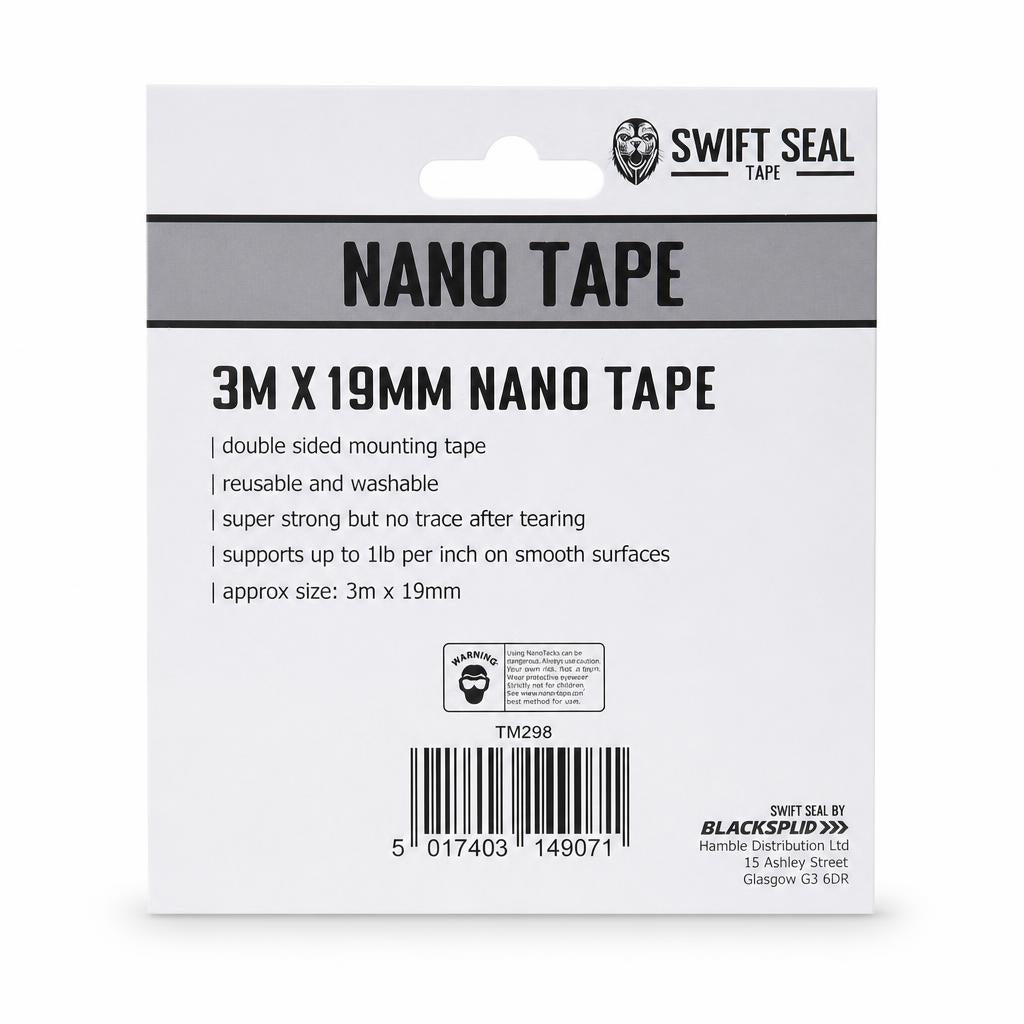 Swift Seal Nano Tape back packaging with details