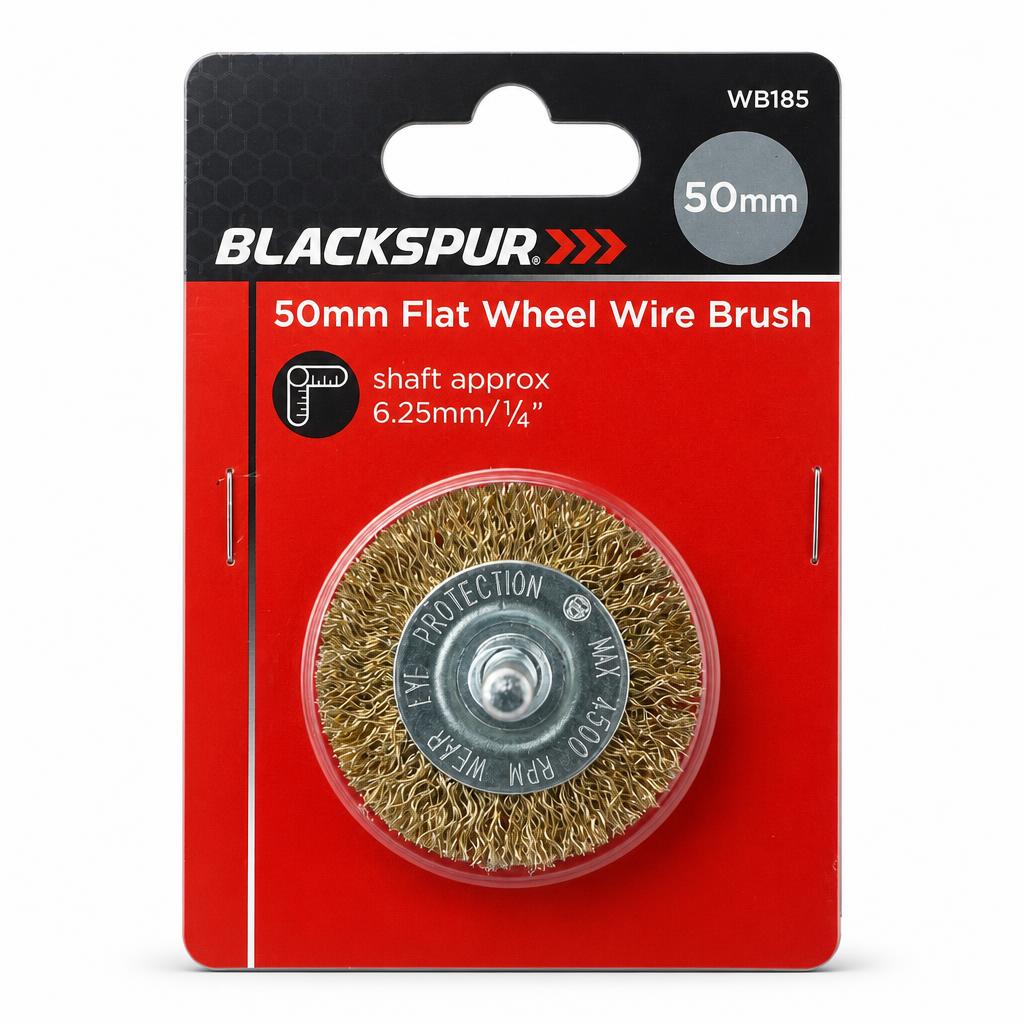 Blackspur 50mm Flat Wheel Wire Brush packaging