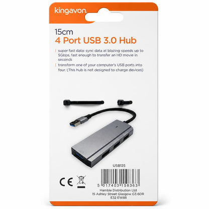 Kingavon 4 Port USB 3.0 Hub packaging back