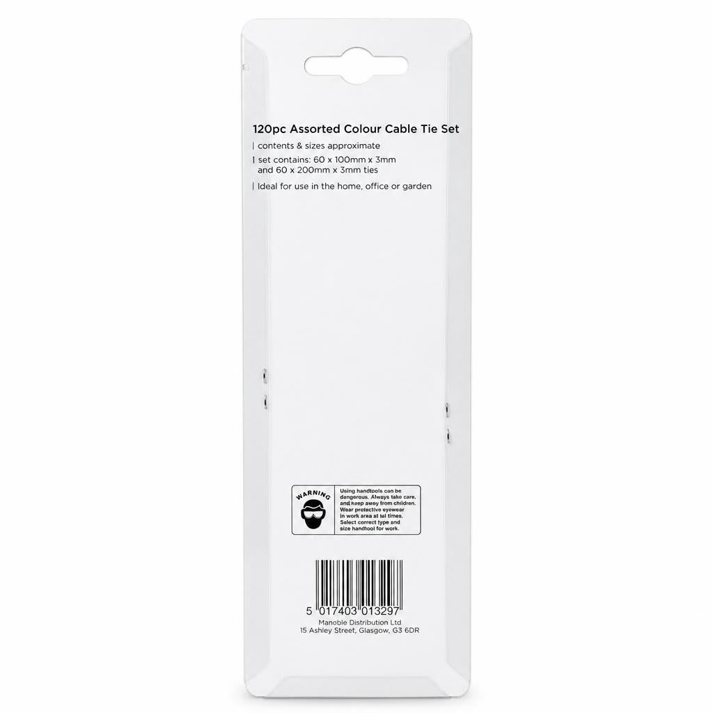 Blackspur 120pc cable tie set packaging back showing details