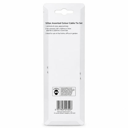 Blackspur 120pc cable tie set packaging back showing details