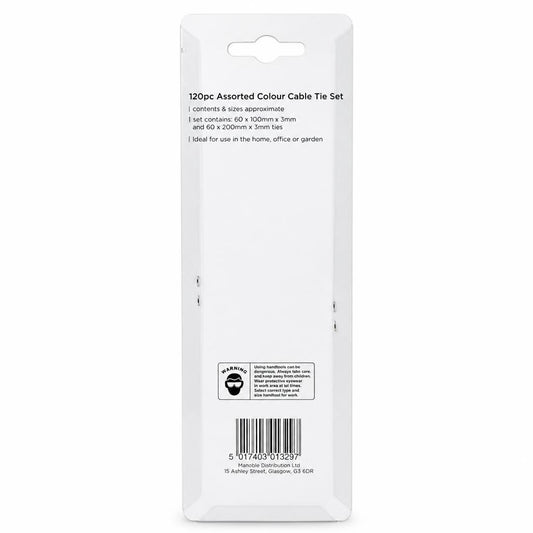 Blackspur 120pc cable tie set packaging back showing details