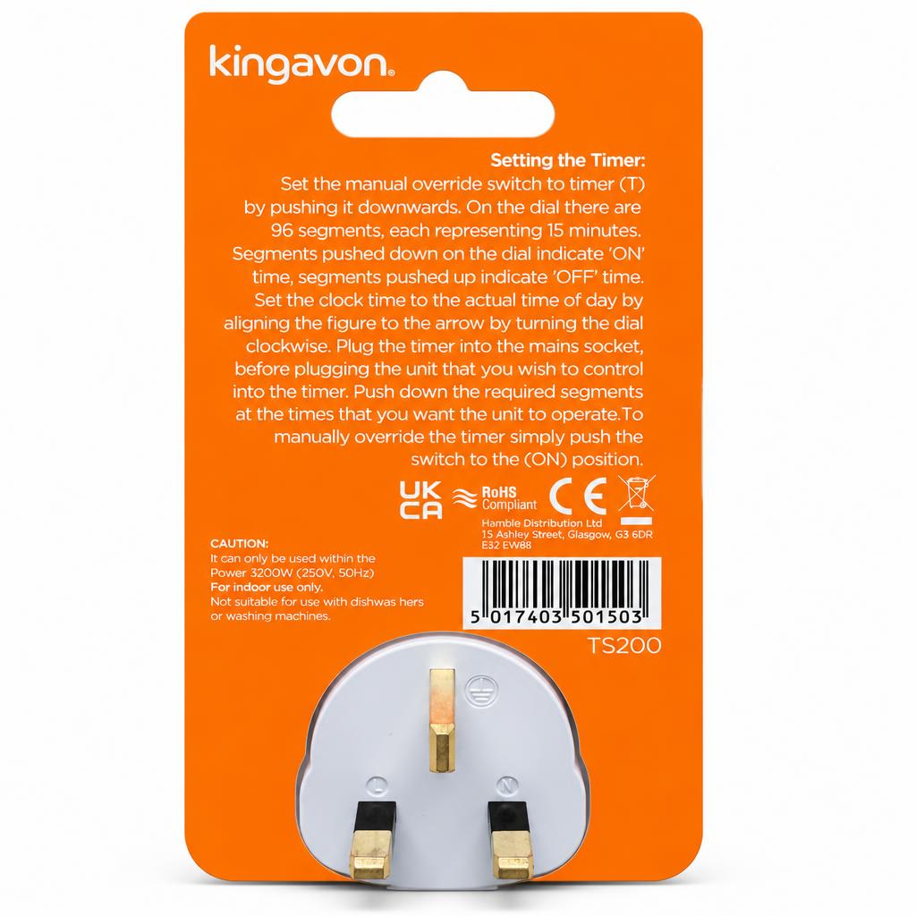 Kingavon 24 Hour Plug-In Timer Switch packaging back