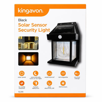 Kingavon Black Solar Sensor Security Light packaging front
