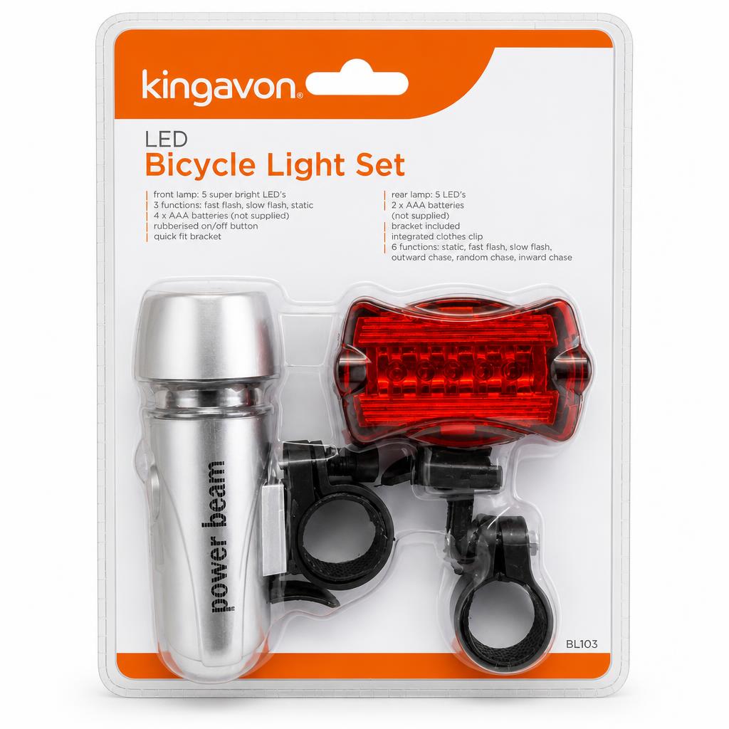 Kingavon LED Bicycle Light Set packaging front view